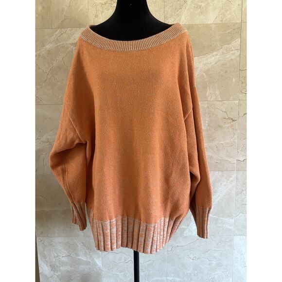 Free People Easy Street Tunic Sweater M Orange Oversized Knit Cozy Slouchy Boho - Picture 2 of 9